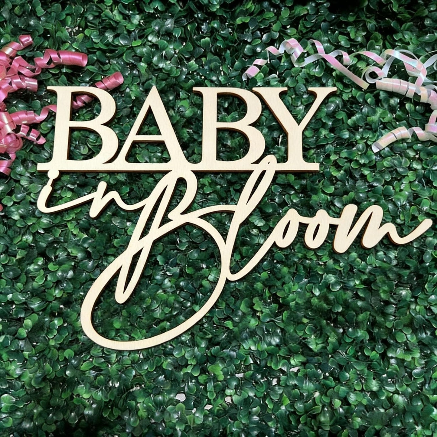 Wooden Baby in Bloom Sign for Backdrop,Floral Theme Welcome Babies Wall Sign for Baby Shower Birthday Party Balloon Arch Decoration