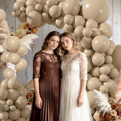 Amandir 153pcs White Sand Balloons Arch Garland Kit Different Sizes 18 12 10 5 Inch Cream Beige Sand White Latex Balloon for Birthday Boho Neutral Baby Shower Wedding Anniversary Party Decorations