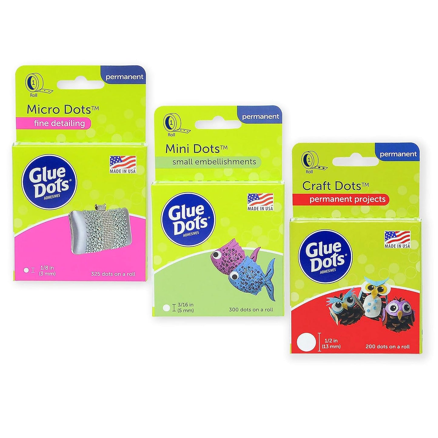 Glue Dots, Micro Dots, Double-Sided, Permanent, 1/8", 325 Dots, Diamond Painting Pen Glue, DIY Craft Glue Tape, Sticky Adhesive Glue Points, Liquid Hot Glue Alternative, Clear