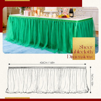 THARAHT Tulle Table Skirt 6FT 180CM Long for Rectangle Tables Round Tables Ruffle Desk Skirt for Princess Girls Birthday Party Cake Dessert Decorations Table Skirt