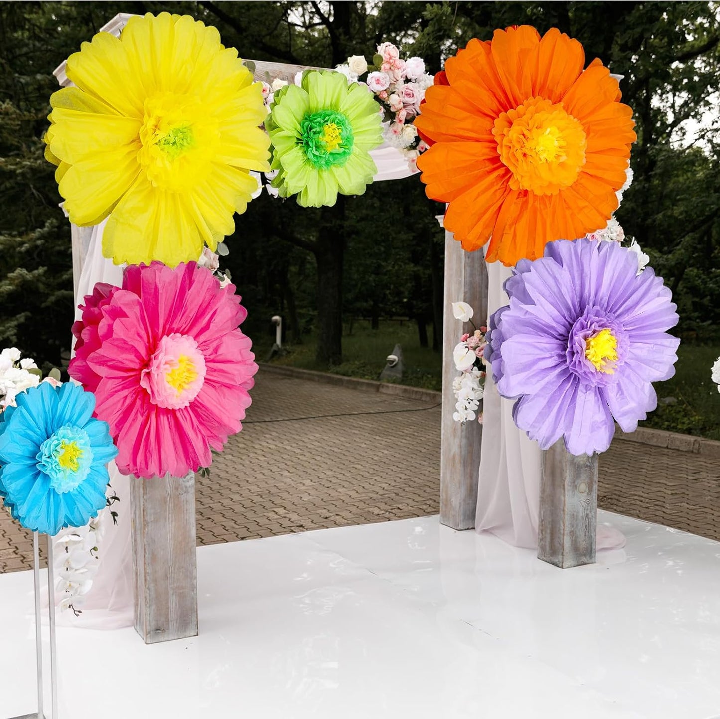 Giegxin 20 Pcs 31.5'', 23.6'', 11.8'', 9.8'' Pink Giant Paper Flower Boho Large Tissue Flower for Wall Pink Pom Pom Floral Decoration for Wall Wedding Bridal Shower Classroom Tea Party Birthday Decor