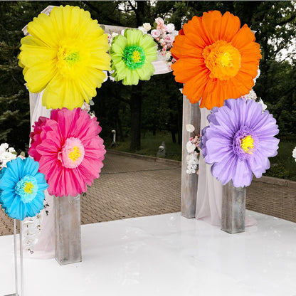 Giegxin 20 Pcs 31.5'', 23.6'', 11.8'', 9.8'' Pink Giant Paper Flower Boho Large Tissue Flower for Wall Pink Pom Pom Floral Decoration for Wall Wedding Bridal Shower Classroom Tea Party Birthday Decor