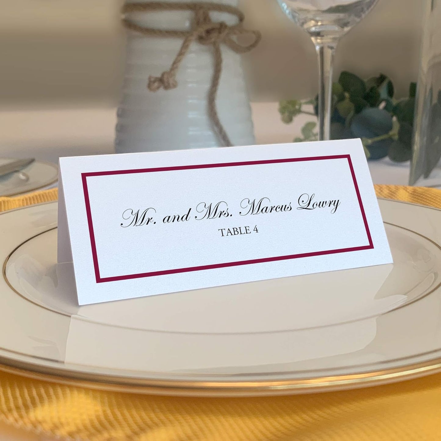 Single Line Border Printable Place Cards, Gold (Choose Color), Set of 60 (10 Sheets), Laser & Inkjet Printers - Wedding, Party, Dinner, and Special Events - Made in the USA