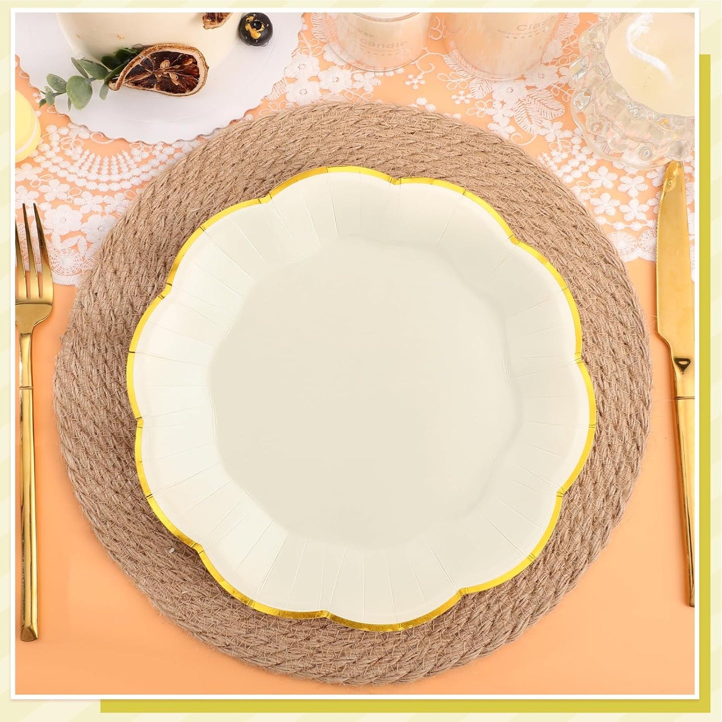 NatNarr 30 Pcs Sage Green Paper Plates, 7 Inch Scalloped Paper Plates Small Dessert Cake Plate Cute Party Plate Disposable Sage Greens Party Supplies for Wedding, Baby Bridal Shower, Birthday
