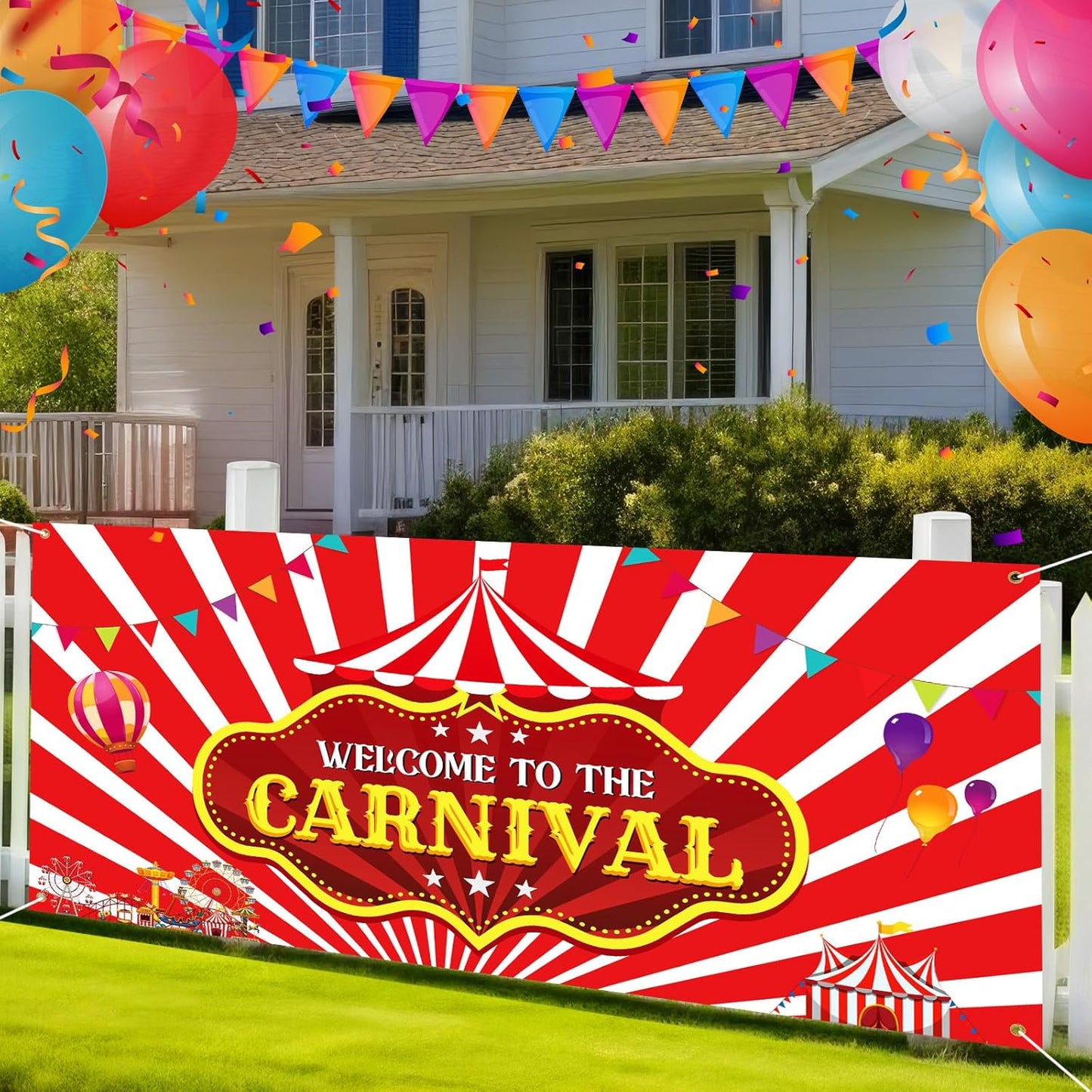 Teenyyou Welcome to the Carnival Banner Carnival Decorations Circus Party Supplies Backdrop for Circus Theme Party Decorations Birthday, 71 x 35 Inch