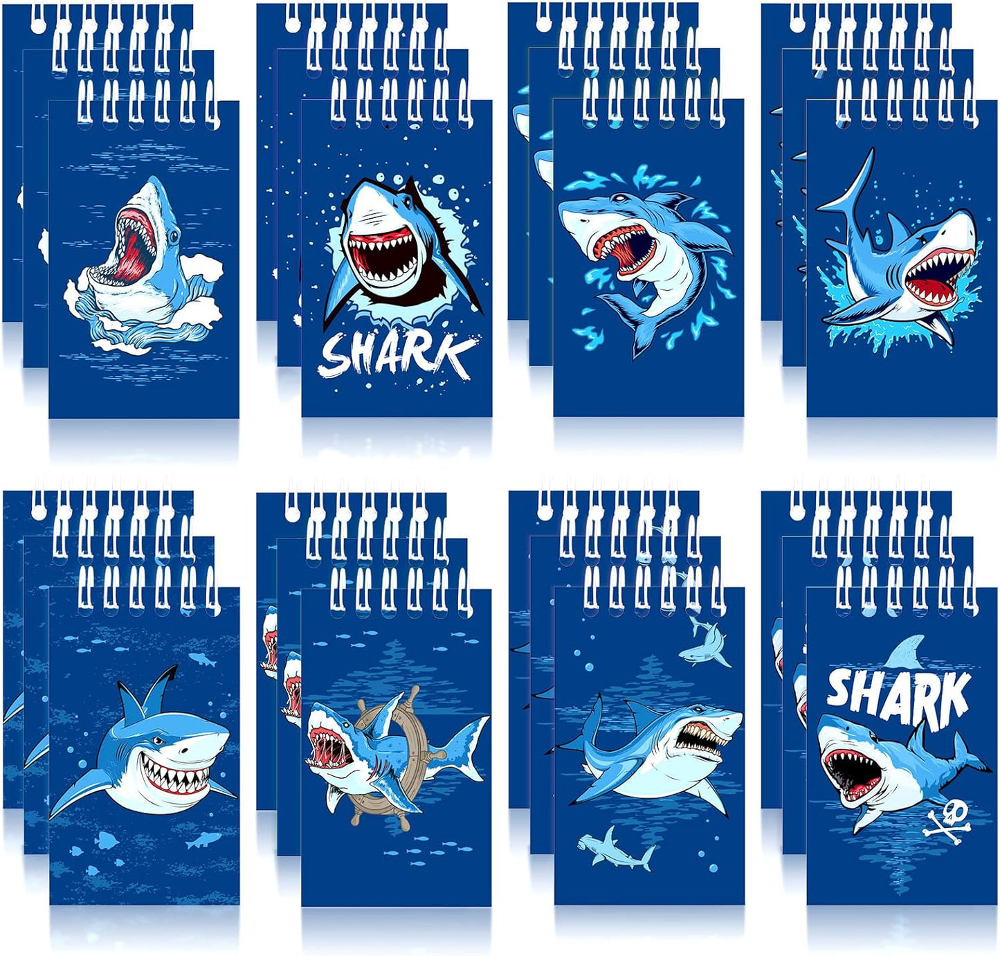 Pajean 24 Pack Mini Shark Notebooks Memo Spiral Tiny Notepads Shark Theme Pocket Notepads Under The Sea Animal Hardcover Notebooks for Kids Classroom School Rewards Gifts Birthday Party Supplies