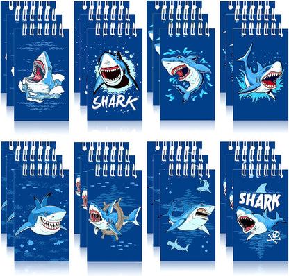 Pajean 24 Pack Mini Shark Notebooks Memo Spiral Tiny Notepads Shark Theme Pocket Notepads Under The Sea Animal Hardcover Notebooks for Kids Classroom School Rewards Gifts Birthday Party Supplies