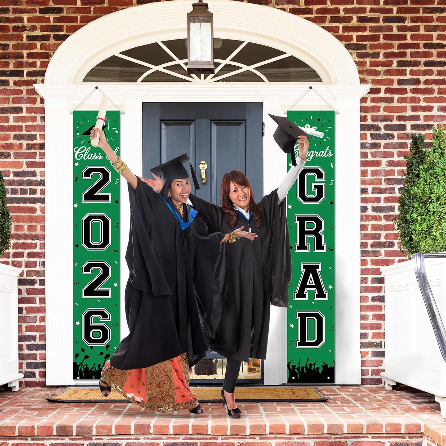 2026 Graduation Decorations, Graduation Banner Class of 2026, Hanging Congratulations/Congrats Grad Banner for Door and Porch, Party Decor - Black