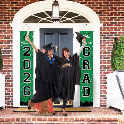 2026 Graduation Decorations, Graduation Banner Class of 2026, Hanging Congratulations/Congrats Grad Banner for Door and Porch, Party Decor - Black