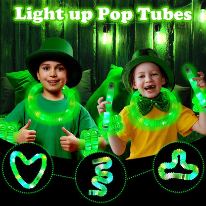 Orange Glow Sticks Party Favors Supplies for Kids 24 PCS,4th of July LED Light up Pop Tubes for Toddlers,Neon Necklaces Bracelets Accessories,Birthday Dance Party 250th Anniversary Camping Toys Gifts