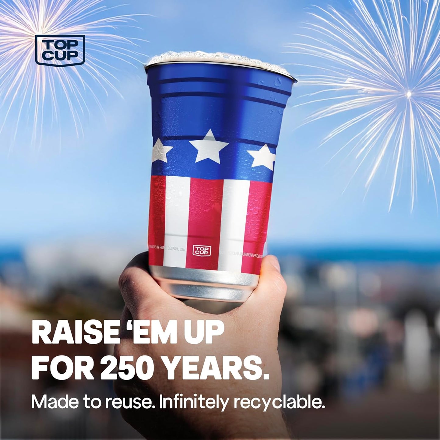 Top Cup – 16 Ounce, 30 Count, Reusable Aluminum Party Cups | Cold-Holding, Recyclable, Made in USA