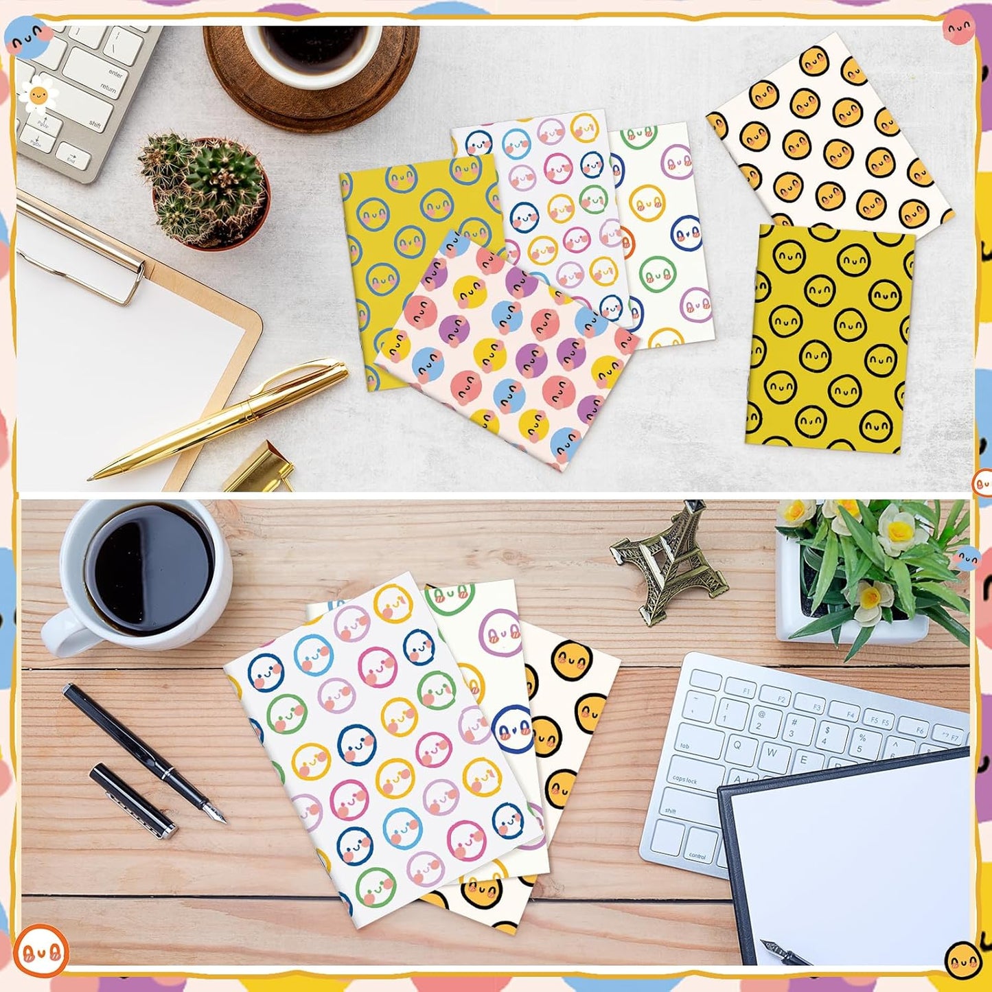 Sinload 24 Pcs Mini Notebooks Bulk Smile Face Theme Party Favors End of Year Gifts from Teacher Small Pocket Notepad Mini Notebook Fun Gifts for Adults Preppy Birthday Party Supplies 3.35 x 4.72 Inch