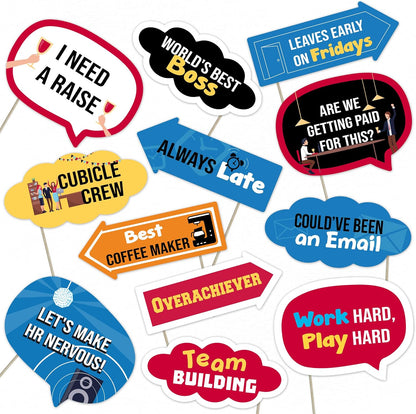 Office Party Photo Booth Props Set – Fun Work Celebration Decorations for Corporate Events, Team Parties, and Office Gatherings (12)