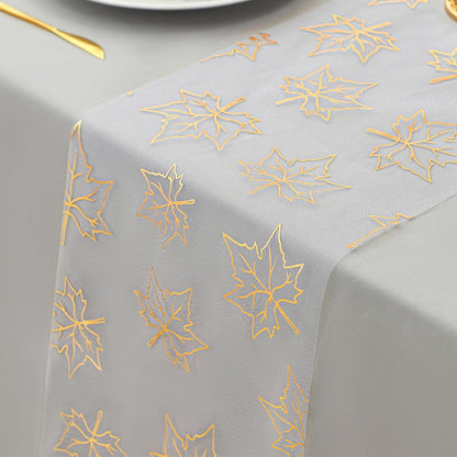 Snowkingdom 2 Pieces Gold Table Runner, Sequin Glitter Foil Metallic Thin Mesh Runner Roll 11"x108", Gold Table Decorations for Event Party, Wedding, Birthday Party, Christmas