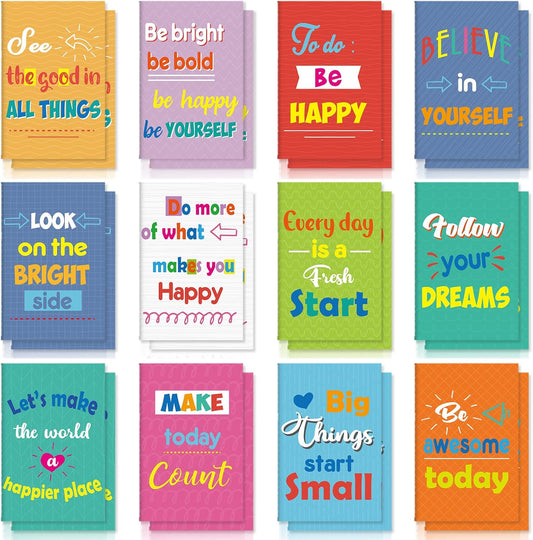 Zonon 24 Pcs Mini Notebooks Bulk for Party Favor 3.2" x 5" Small Lined Notepads Bulk Pocket Notepad Mini Notebook Gift Colorful Small Journal Onboarding for School Teacher Coworker(Happy Style)