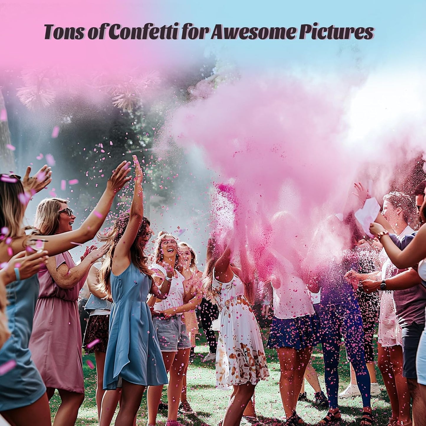 POPUPARTY 2Pack pink Gender Reveal Confetti smoke Powder Cannon, Confetti and Powder Poppers | Ideal for Baby girl Gender Reveal Decoration and party