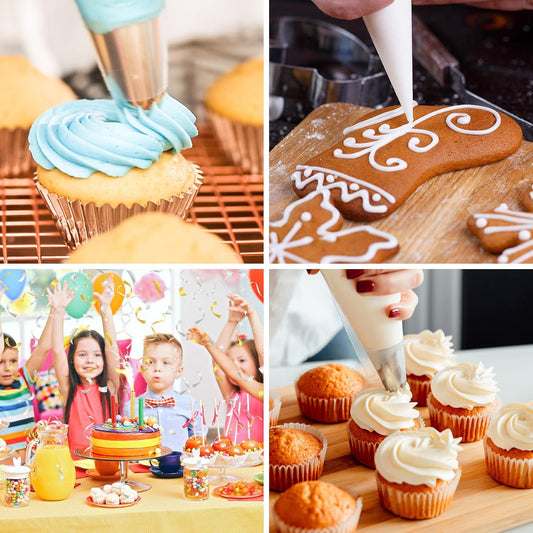 TOPULORS Disposable Piping Bags 12" Height - 100 PCS Pastry Bags - Tipless Icing Piping Bags for Frosting - Ideal for Cakes and Cookies Decorating Supplies - Extra Thick, Anti Burst, and Non-Slip
