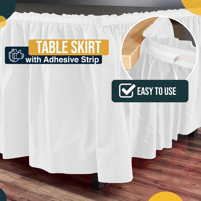 Exquisite Ruffle Table Skirt Black 6 Pack 14 Ft Long Table Skirts for Rectangle Tables 6ft Plus or Round Tables Skirts with Adhesive Strip for Gender Reveal Decor & Happy Birthday Parties