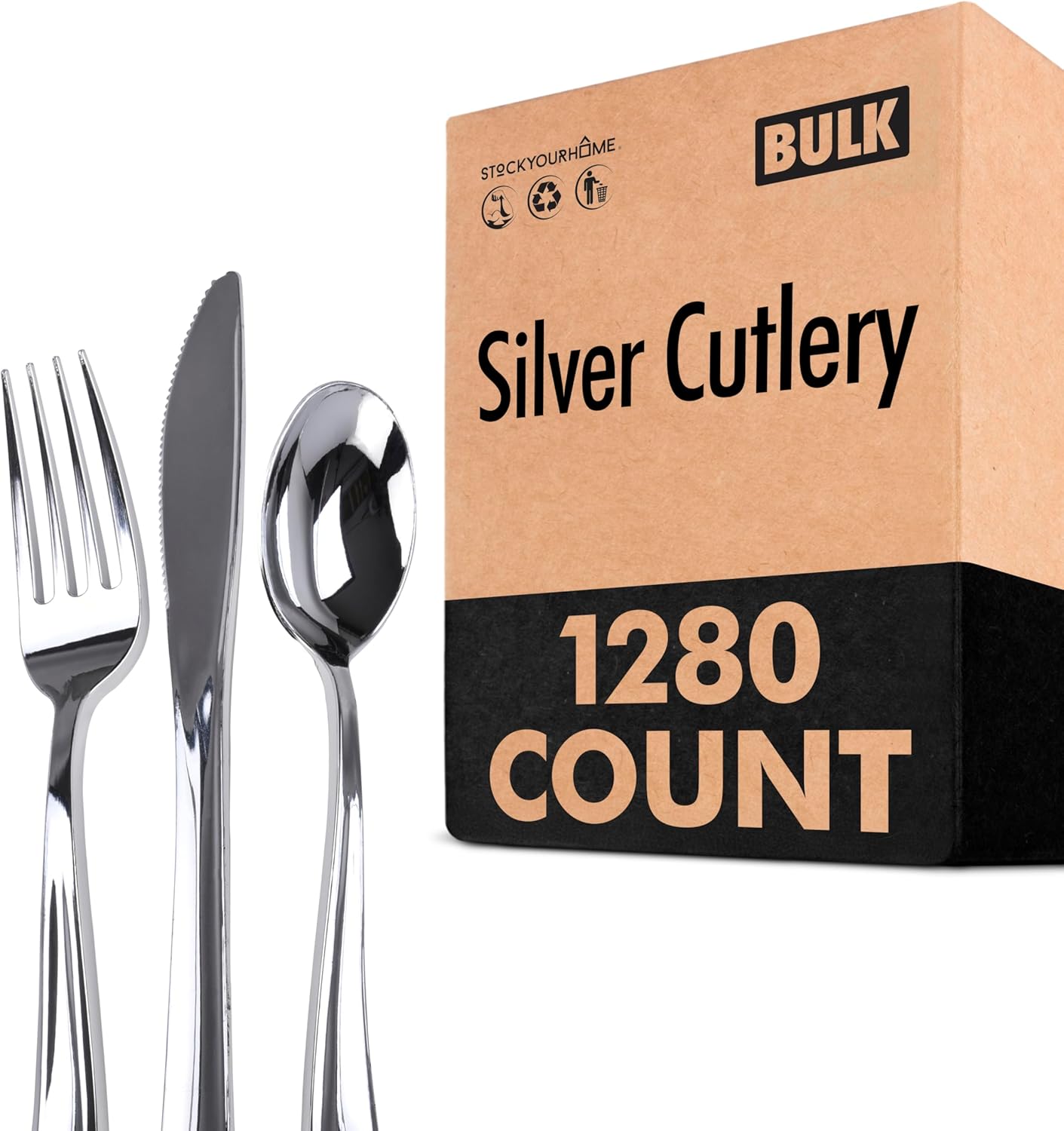 Gold Plastic Silverware Set (160 Bulk Pack) Disposable Cutlery Utensils, 80 Gold Forks, 40 Gold Knives, 40 Gold Spoons, Heavy Duty Flatware For Holidays, Parties, Dinners, Weddings, and Occasions