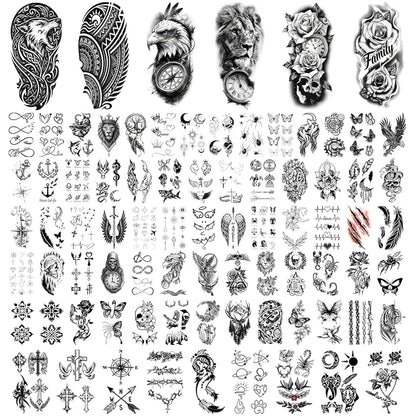 Glow in the Dark Tattoos 256+ PCS – Luminous Party Supplies Neon Body Paint UV Face Temporary Tattoos for Adults Teens, 32 Sheets Neon Accessories Carnival Raves Party Favors & Decorations