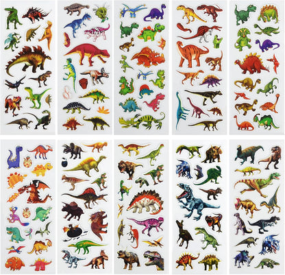 24 Sheets(500+) 3D Puffy Stickers for Toddlers Kids, Bulk Preschool Sticker Sheets for Reward, Craft, Scrapbooking Including Animal, Fruits, Dinosaurs, Fish and More