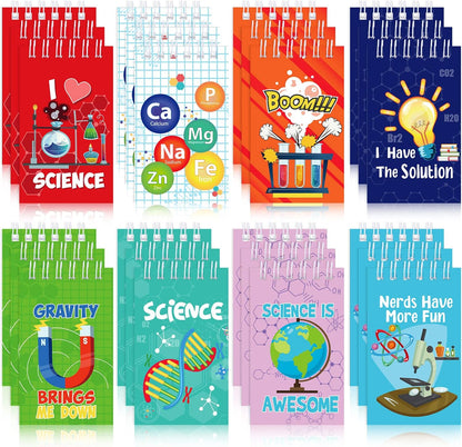 Teling 24 Pcs Science Party Favors Science Notebooks Bulk Mini Scientist Notepad Small Spiral Pocket Notebook for Student Back to School Gifts Lab Week Chemistry Class Reward Birthday Gift Bag Filler
