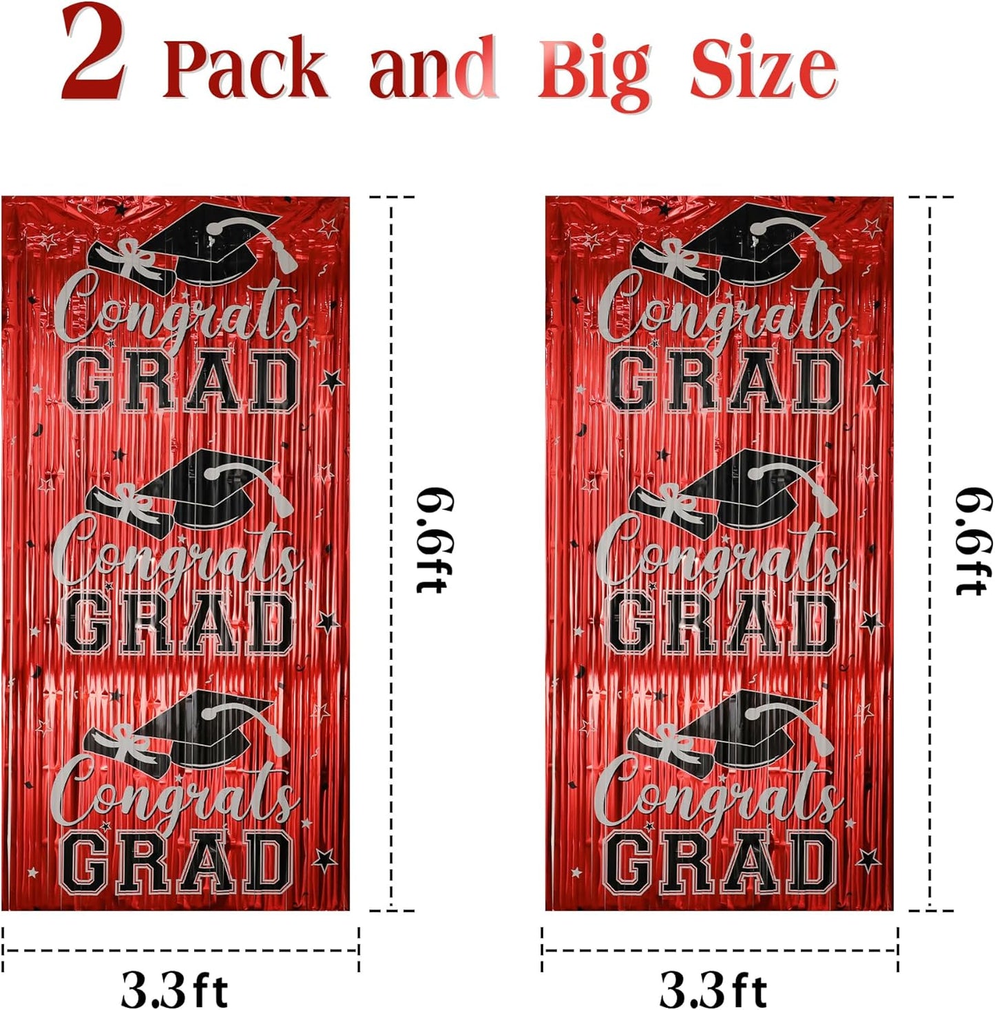 Gradution Party Suppiles Backdrop Decoration 2026, Claas of 2026 Streamer Tinsel Foil Fringe Curtains, Photo Booth Prop Backdrop, Black Grad Photo Backgrounds