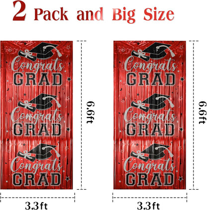 Gradution Party Suppiles Backdrop Decoration 2026, Claas of 2026 Streamer Tinsel Foil Fringe Curtains, Photo Booth Prop Backdrop, Black Grad Photo Backgrounds