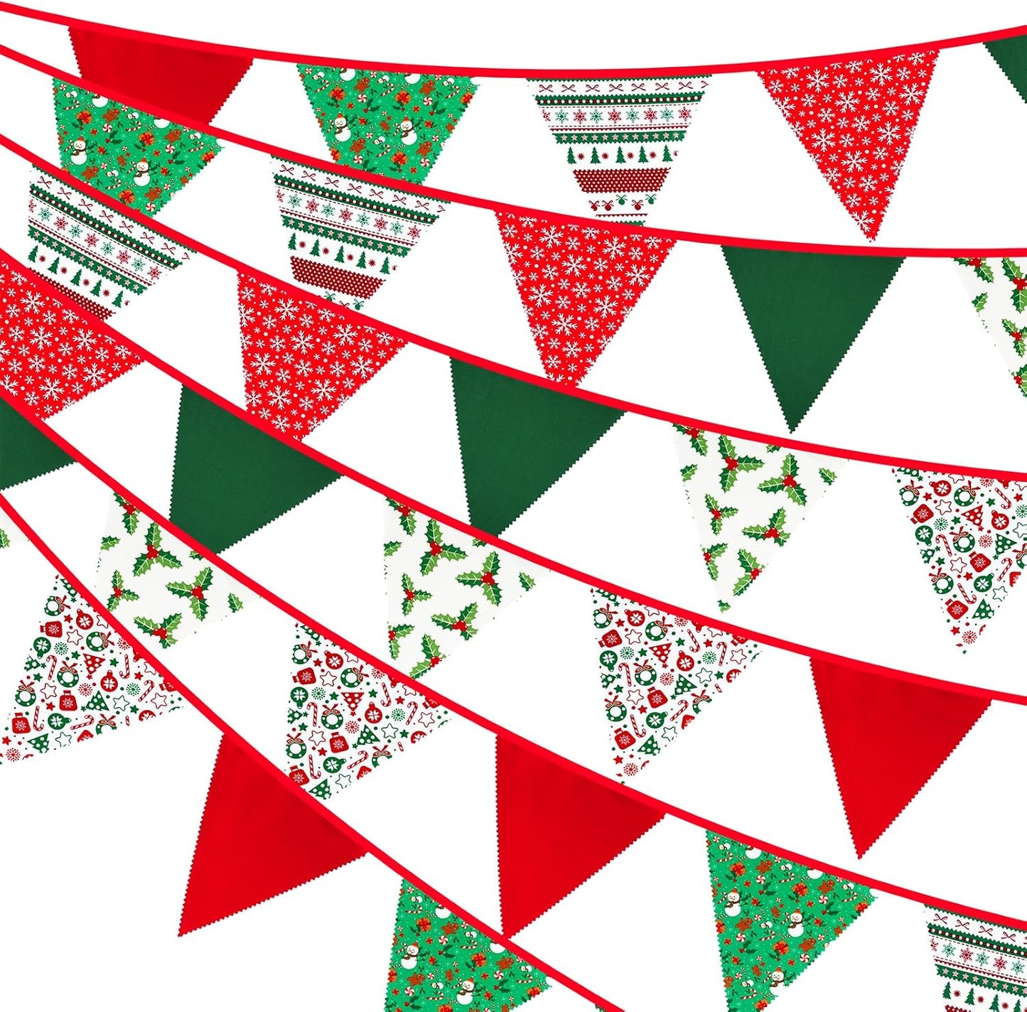 G2PLUS 39Ft Triangle Bunting Banner, 42Pcs Pink Floral Garland Pennant Banner, Reusable Cotton Triangle Flags Party Decoration for Birthday, Wedding, Garden Tea Party, Baby Shower, Room Decor