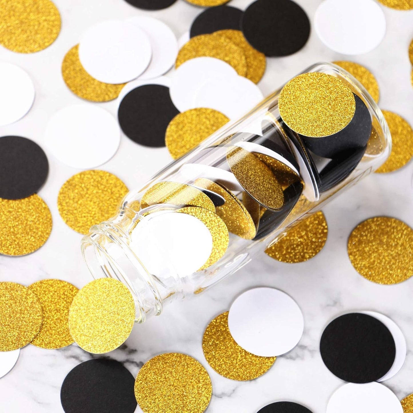 Navy Blue White Gold Confetti Birthday Decorations for Boys Glitter Paper decor Sprinkles Biodegradable Table Confetti Round for Graduation Wedding Baby Shower Party Lasting Surprise 300pcs