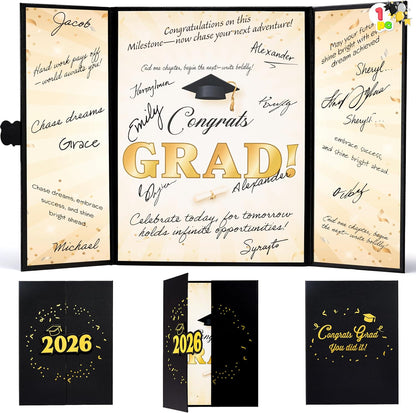 JOYIN 2026 Graduation Guest book Alternative, 12" Blue & Gold Graduation Party Decorations Signature Congrats, Class of 2026 Grad Card for High School College Grad Gift, Party Guest Signing Cardboard
