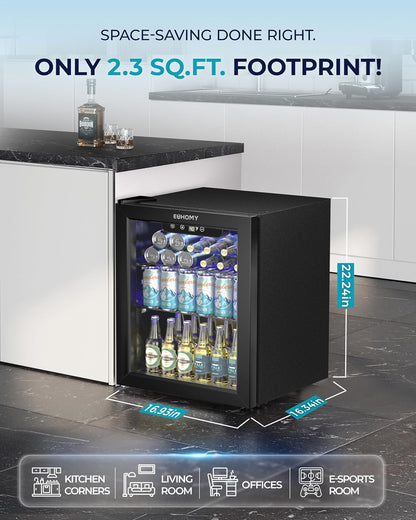 EUHOMY 4.5 Cu.ft Beverage Refrigerator and Cooler, 145 Can Mini fridge with Glass Door for Soda Beer Wine, Small Drink Dispenser with Digital Adjustable Thermostat for Home Office Bar