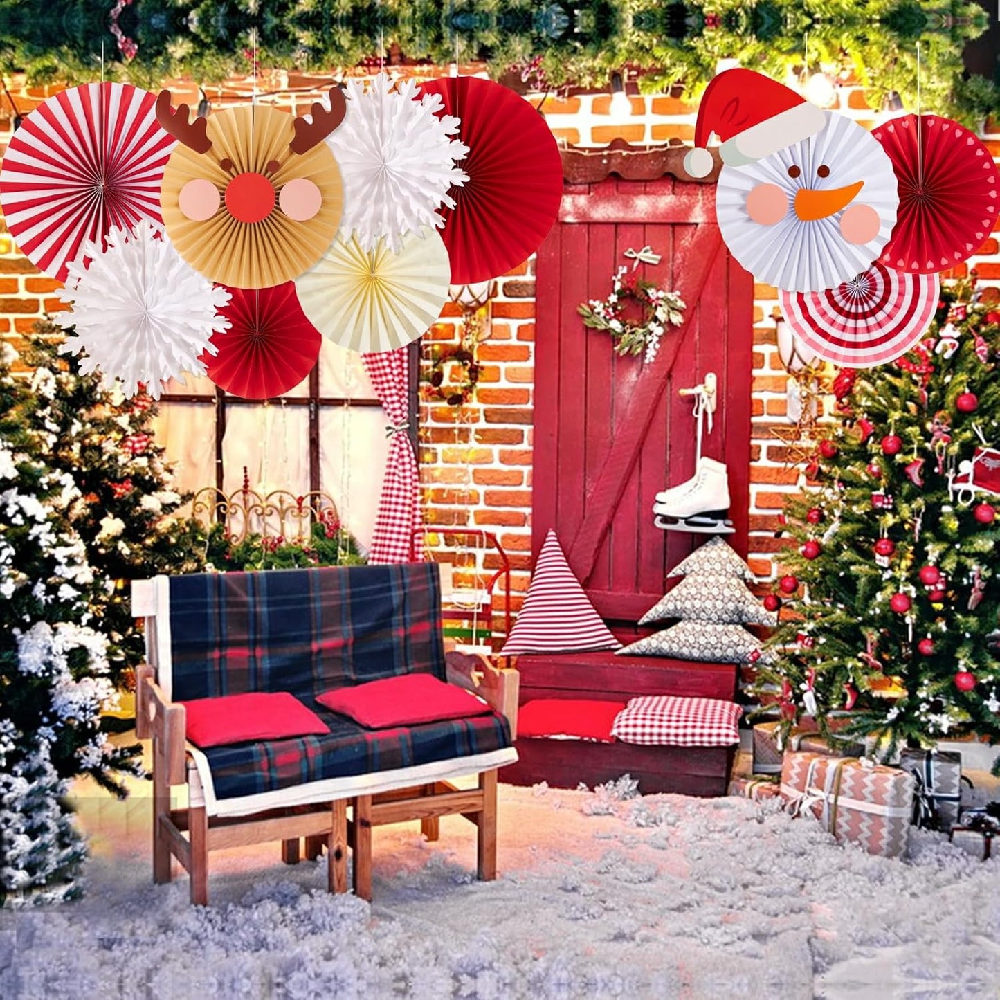Easy Joy Paper Leaves Decorations for Wall Paper Fans Classroom Decoration Leaves Backdrop Decor Wall Decor,Set of 9