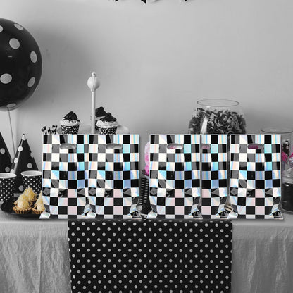 Mikzhskr 30Pcs Race Car Party Favors Bag Goodie bags Racing in Speed Party Decorations Soccer Theme Black and White Checkered Candy Bags with Handles for Kids Race Car Birthday Party Supplies