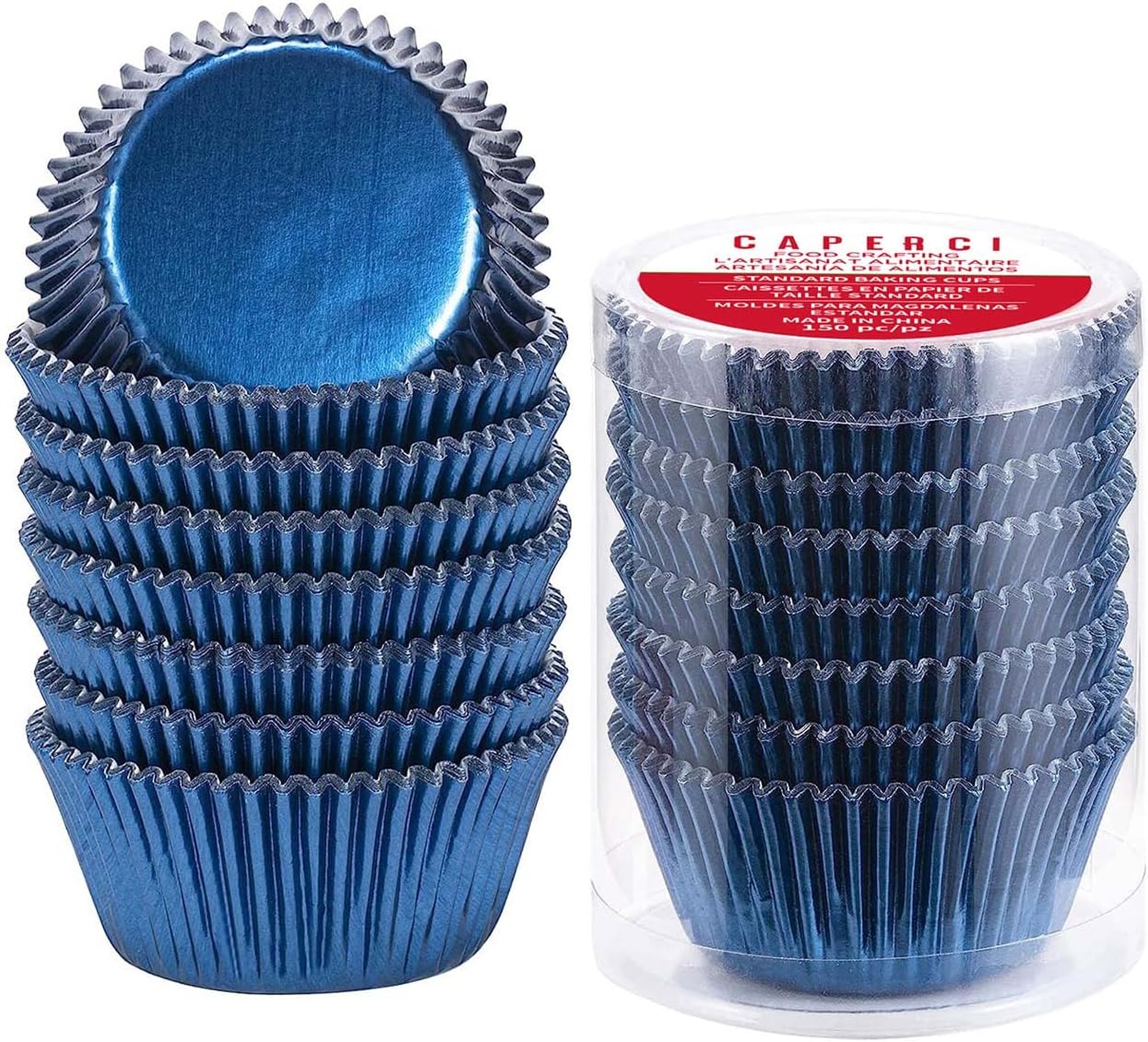 Caperci Standard Cupcake Liners Gold Foil Muffin Baking Cups 150-Pack - Premium Greaseproof & Sturdy Cupcake Papers