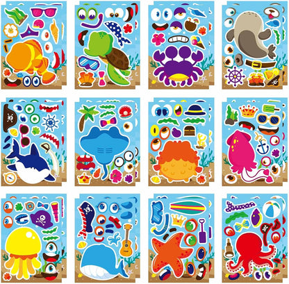 24 PCS Fairy Stickers for Kids, Make a Face Sticker with 8 Unique Designs Fairy, Frog, Mushroom, Make Your Own Stickers for Girls Birthday Party Favors, Goodie Bags, DIY Crafts
