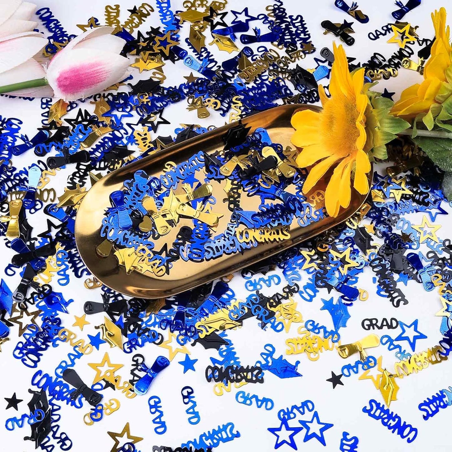 Gold and Black Graduation Confetti 2026, 1000 Pcs Congrats Grad Confetti Class of 2026 Party Table Centerpiece for 2026 Graduation Party Decorations
