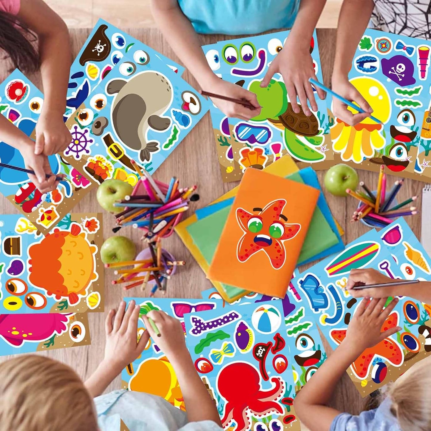24 PCS Fairy Stickers for Kids, Make a Face Sticker with 8 Unique Designs Fairy, Frog, Mushroom, Make Your Own Stickers for Girls Birthday Party Favors, Goodie Bags, DIY Crafts