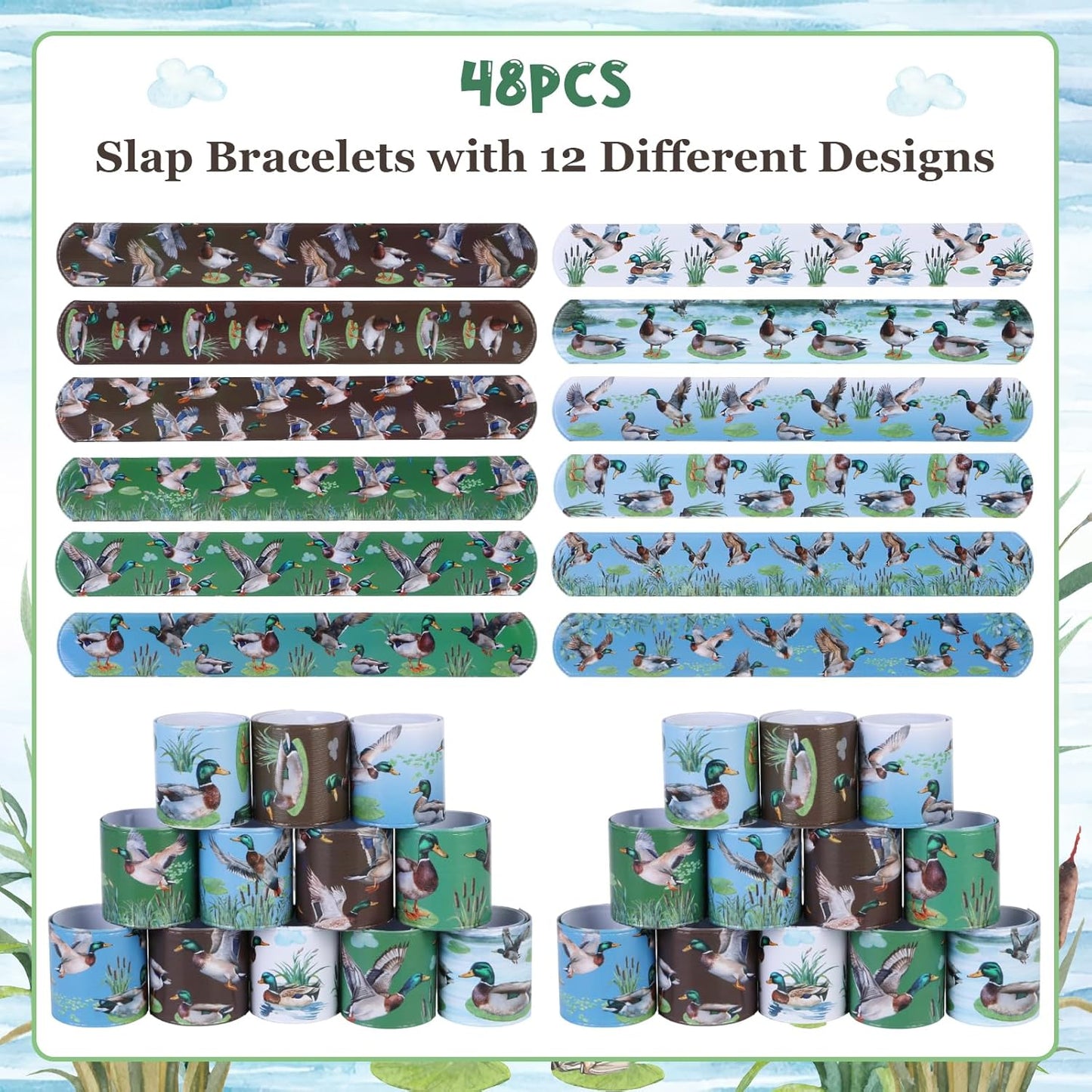 Serencatcher 48pcs Slap Bracelets Party Favors for Birthday Baby Shower Party Supplies Gifts
