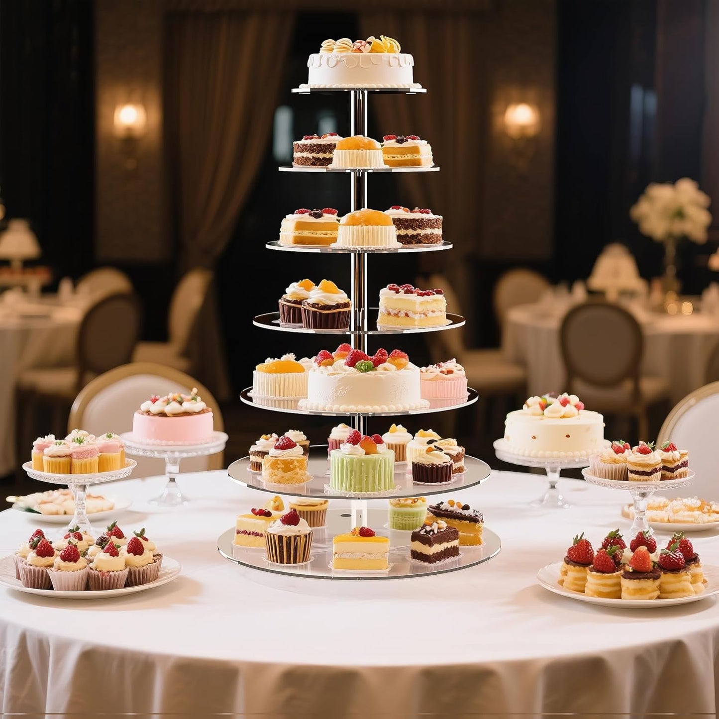 4 Tier Round Cupcake Stand, Acrylic Cupcake Display Stand for 38 Cupcakes, Clear Cupcake Holder Stand for Dessert Table, Cupcake Tower Stand for Wedding Birthday Party Graduation