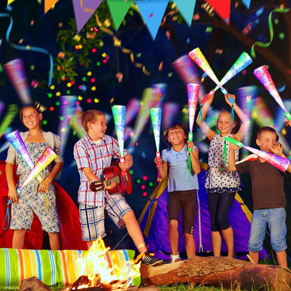 SHQDD 28 PCS Glow Fiber Wands Sticks, LED Light Wands, Glow in The Dark Party Supplies, Fiber Optic Wands, LED Flashing Sticks, Fiber Optic Light Wand Stick for July 4th Party, Wedding, Halloween