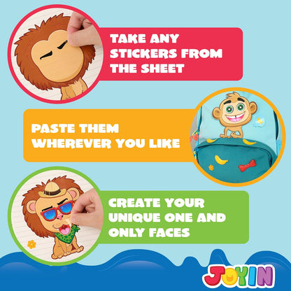 JOYIN 24 Sheets 9"x6" Make a face Stickers for Kids, Make Your Own Stickers with Unicorn, Dinosaur, Sea and Safari Animals, Party Favors Kids Crafts, Goodie Bags Stuffers Classroom Activities