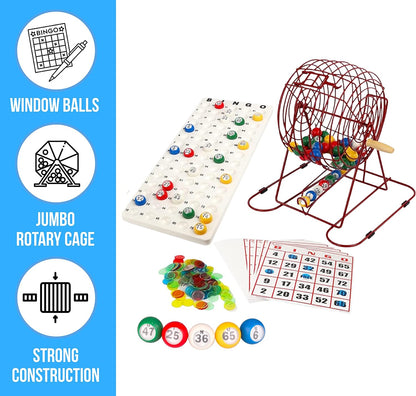 Regal Games Deluxe Bingo Game Set with Cage, Board, Balls, 18 Cards, and Chips