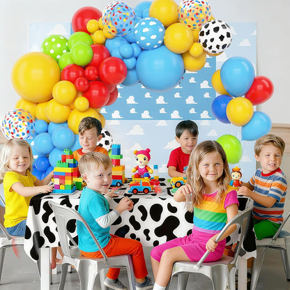 Amandir 153pcs Purple Blue Pink Balloon Garland Arch Kit, Different Sizes 18 12 10 5 inch Teal Yellow Latex Metallic Confetti Balloons for Magic Birthday Engagement Party Decoration