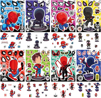 24 Sheets Cool Monster Sticker Cute Cartoon Charaters Make Your Own Sticker, Make a Face Stickers Party Favors Activities Gifts (c)