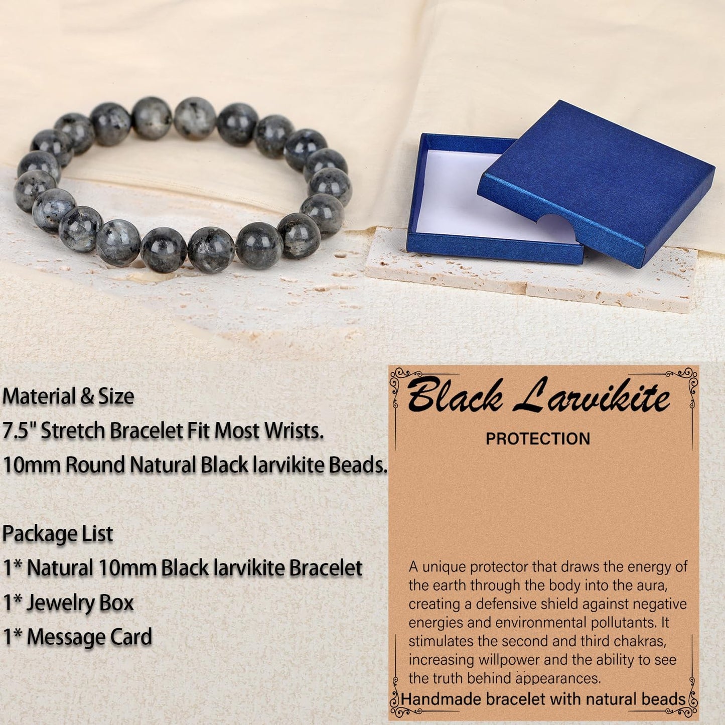 LPBeads Handmade Natural Gemstone Stretch Elastic Bracelet Healing Crystal Round Stone Beads Jewelry Gifts for Women Men
