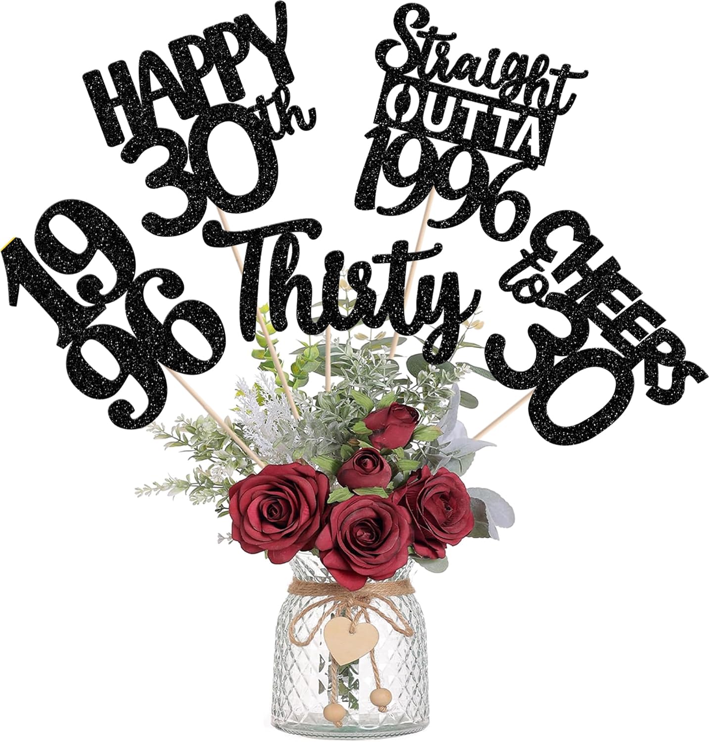 15 PCS 50th Birthday Centerpiece Sticks Fifty Happy 50th Straight Outta 1976 Table Flower Centerpieces Sticks Cheers to 50 Floral Decorations for 50th Birthday Party Centerpieces Supplies Black