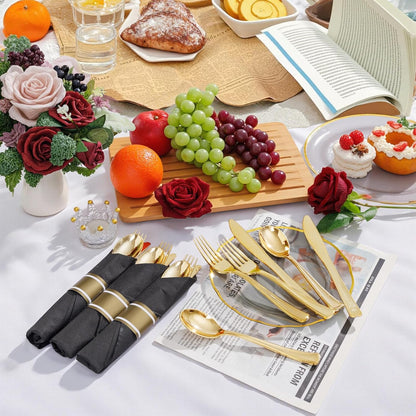 Supernal 240 Silver Plastic Silverware Set - 60 Sets Pre Rolled Napkins with Cutlery - Mirror Polished Real Look Disposable Silver Utensils- Elegant Heavy Duty Flatware for Weddings & Catering