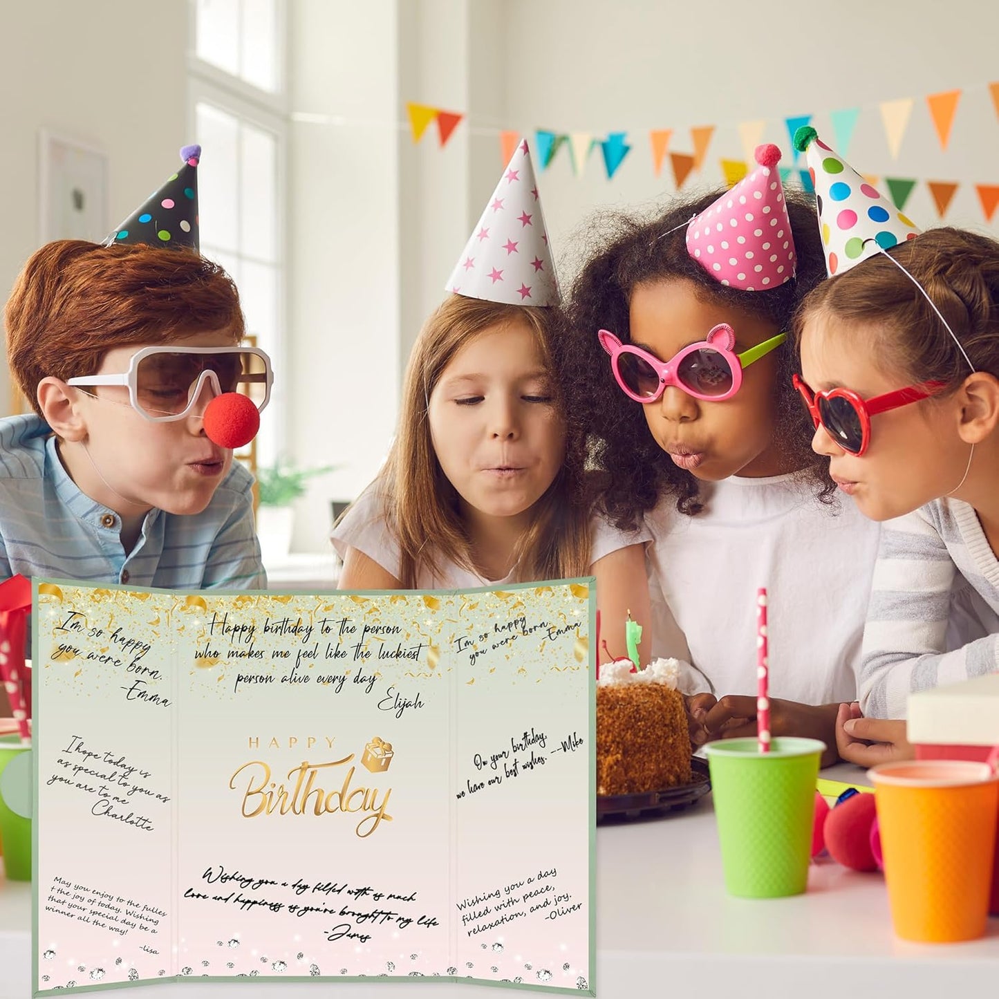 Crenics Black and White Birthday Decorations Women Men, Creative Birthday Guest Signature Book Alternative 18" x 12", Great Party Gifts for Girls or Boys