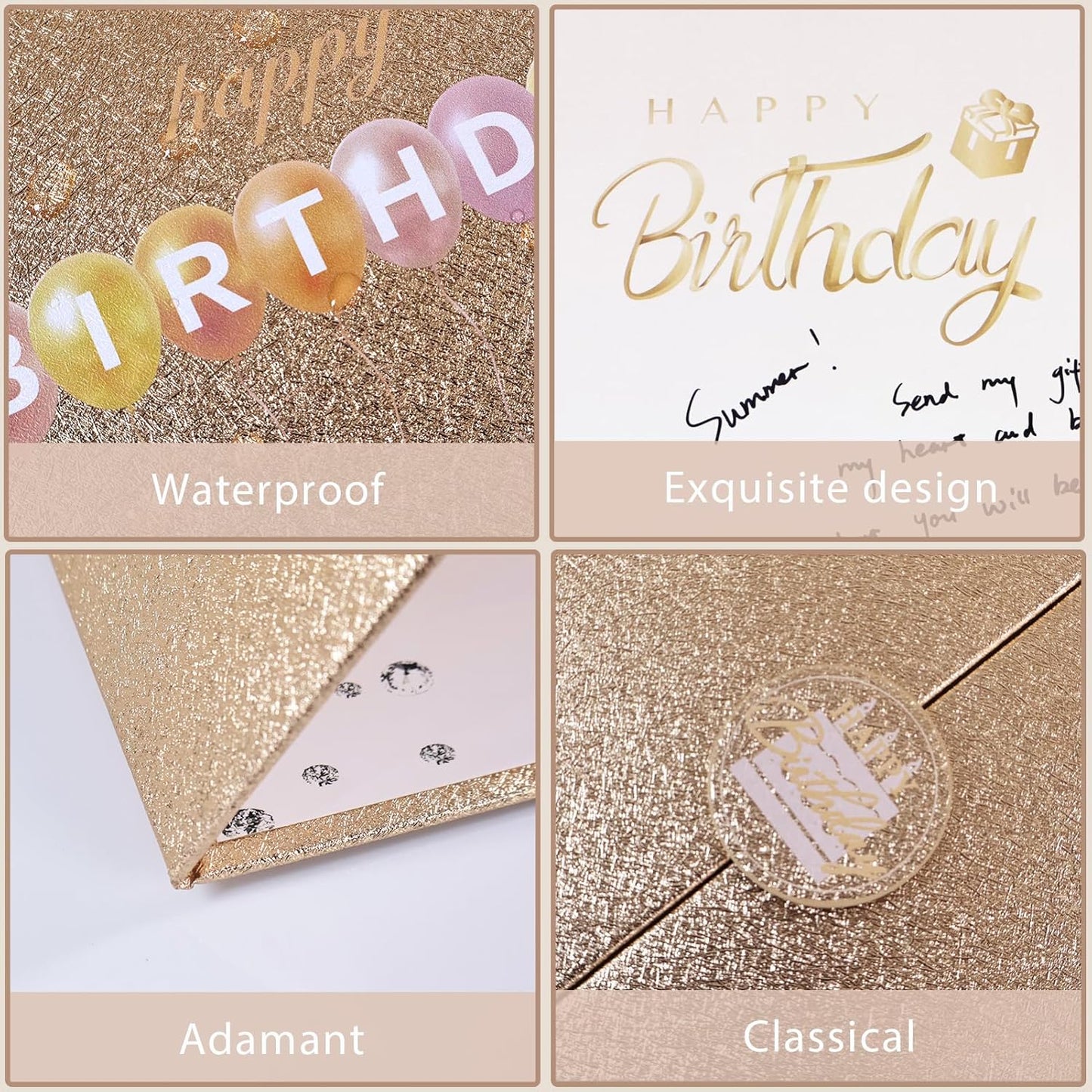 Crenics Black and White Birthday Decorations Women Men, Creative Birthday Guest Signature Book Alternative 18" x 12", Great Party Gifts for Girls or Boys